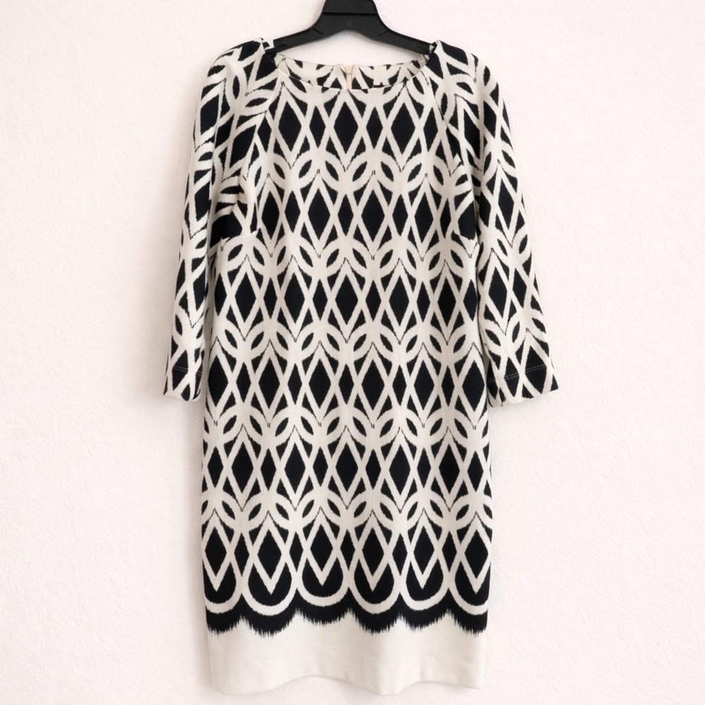 Black & White Geometric Print Shift Dress